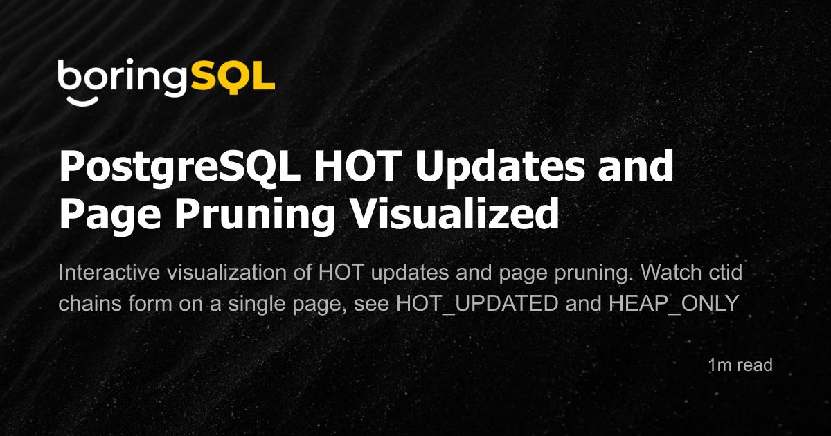 PostgreSQL HOT Updates and Page Pruning Visualized | boringSQL