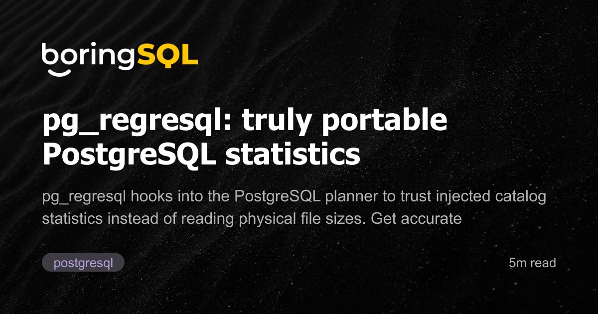 Radim Marek：pg_regresql：真正可移植的PostgreSQL统计信息