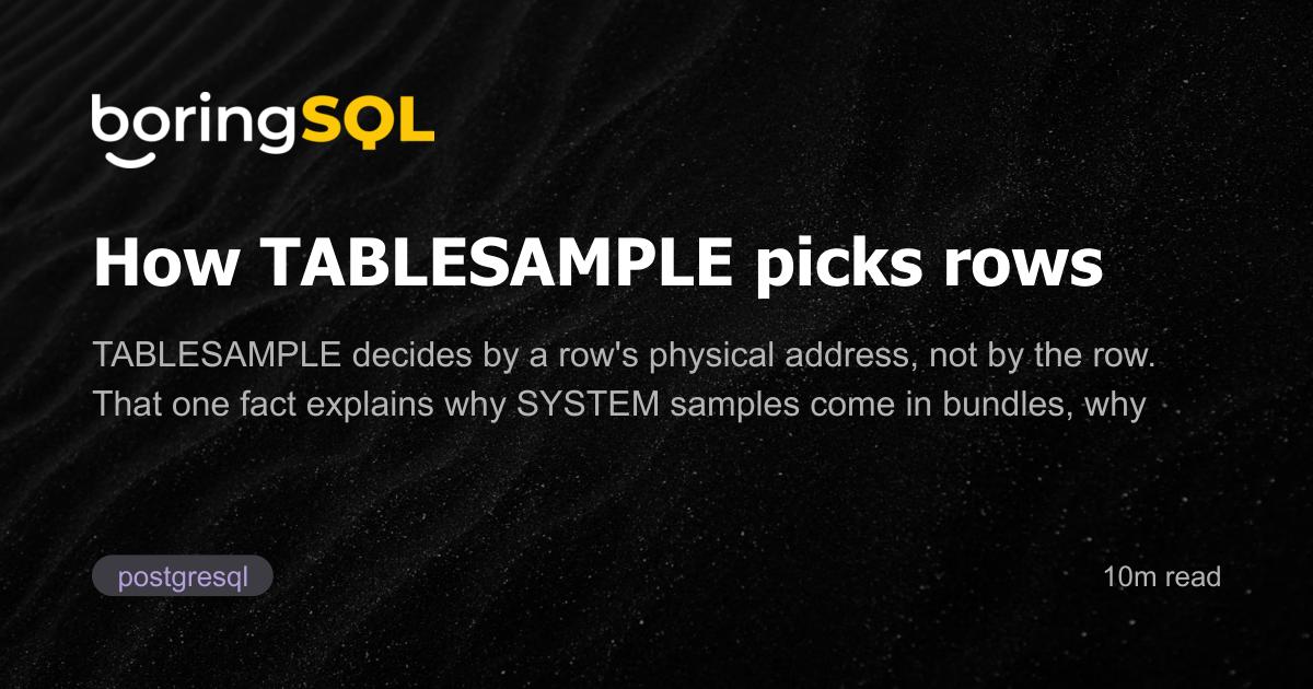 Radim Marek：TABLESAMPLE 如何选取行