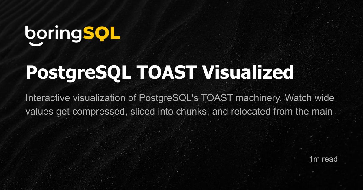Toqast Example PostgreSQL TOAST Visualized | boringSQL
